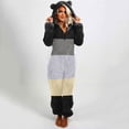 thumbnail image 4 of Gibobby Mono Bombachos Pijamas de manga larga de lana artificial para mujer Casual Color sólido Cremallera Suelta con capucha Mono Pijamas Casual Invierno Cálido Orejas lindas(Negro， XL), 4 of 5