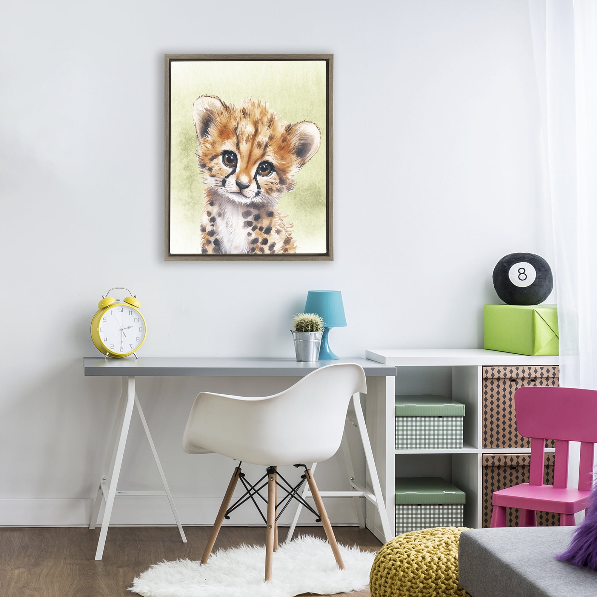 Stupell Industries Jungle Friends Baby Cheetah Brown Framed Floater Canvas Wall Art, design by Christine Simpson Art