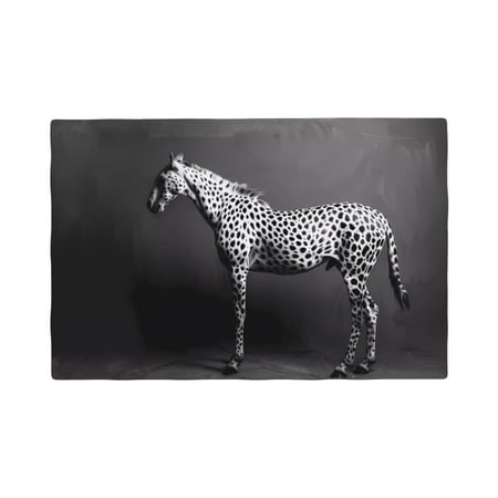 

Placemats Set of 6 Monochrome Leopard Horse Place mats for Dining Table Indoor/Outdoor Cute Heat Resistant Washable Table Mats(18 x 12 )