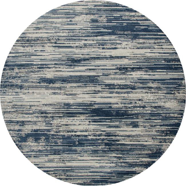 Aqua/Gray/Blue Art Carpet Ferndale Collection Brushstrokes Woven Round Area Rug 8' 