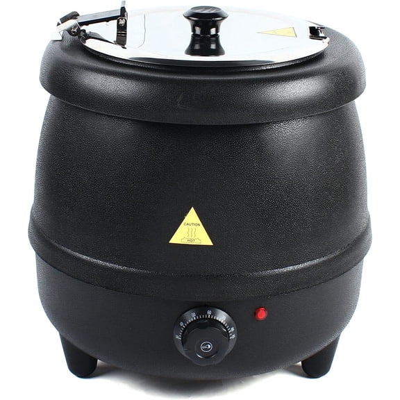 10L Soup Kettle, 400W PP Shell Commercial Electric Soup Warmer 110V Black Countertop Food Kettle Warmer Restaurant Stainless Steel Pot