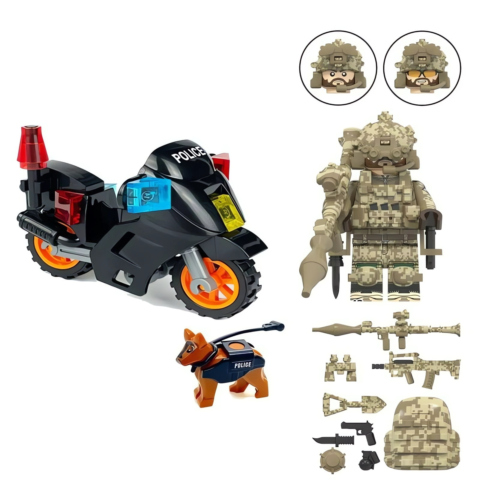 NWJ Building Blocks Toy - Special Forces SEAL Team Minifigure and Motorcycle Set, Perfect Children's Gift