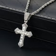 thumbnail image 2 of Vireellx Cross Pendant Necklace With Stainless Steel Rope Chain, White Gold Plated Hip Hop Rhinestone Cross Chains For Men Wome, 2 of 6
