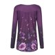 thumbnail image 2 of Gibobby Blusa Termica botones largos para mujer Dobladillo superior Impreso Cuello asimétrico Manga Blusa redonda para mujer（Morado， S), 2 of 5