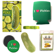 Relish The Dill Pickle Sampler Gift Pack (6pc Set) - Air Freshener, Soap, Wristband, Can Cooler, Magnet & Stress Pickle