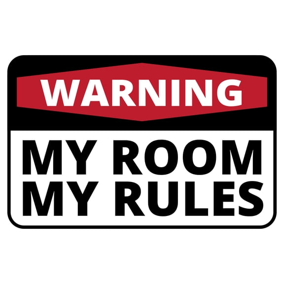 Classic Framed Plus Warning My Room My Rules Wall or Door Sign | Funny Naughty Decor - Large