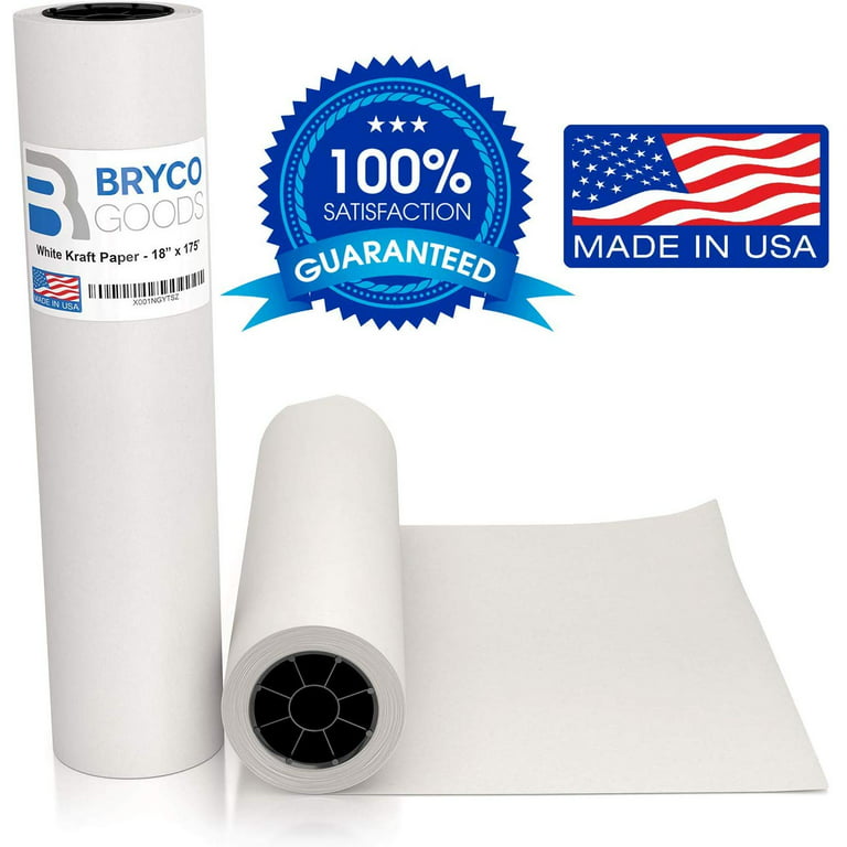 Bryco Goods White Kraft Arts and Crafts Paper Roll 18 Inches by 175 Feet  (2100 Inch). Ideal for Paints, Wall Art, Easel Paper, Fade-Resistant  Bulletin Board Paper, Gift Wrapping Paper and Kids
