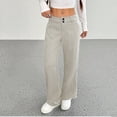 thumbnail image 7 of ZToonmas Solid Pinstripe Wide Leg Suit Pants for Women High Waist Button Zipper Straight Full Length Office Casual Pants with Pockets, 7 of 7