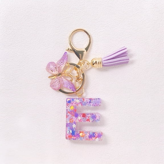 DESIGNICE Cute Pink Key Chains for Women Girls, Initial Letter Keychains with Tassel, Charms for Key Purse Handbags Backpacks