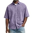 thumbnail image 6 of RongHuan Button Down Shirts for Men Casual Short Sleeve Cotton Shirt Summer Beach Outdoor Tops with Pocket, 6 of 8