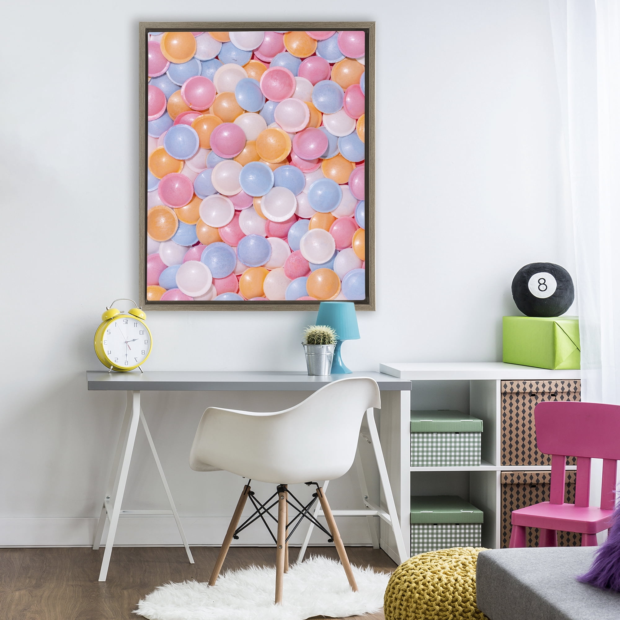Stupell Industries Retro Pastel Candies Brown Framed Floater Canvas Wall Art, design by LISH Creative