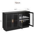 thumbnail image 3 of 55.1" Sideboard Buffet Cabinet with Storage, Wood Kitchen Cabinet with 4 Fluted Doors, Large Buffet Table, Credenza Coffee Bar for Dining Living Room, Black, 3 of 8