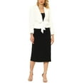 thumbnail image 2 of MODA NOVA Juniors Notched Lapel Long Sleeves Open Front Fleece Cropped Coat White XS, 2 of 5