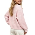 thumbnail image 7 of FSYBOA Girls Crew Neck Sweaters Size 8T, Casual Long Sleeve Button Knitted Kids Falll Cardigan Pink, 7 of 7