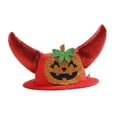thumbnail image 3 of Gorro con cuernos para mascota de Halloween para perro y gato, decoración cómoda para fiestas, disfraz de Halloween para mascotas, fiestas temáticas Calabaza de sonrisa roja, 3 of 8
