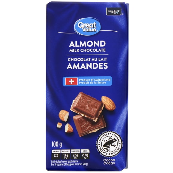 Great Value Almond Milk Chocolate, 100 g