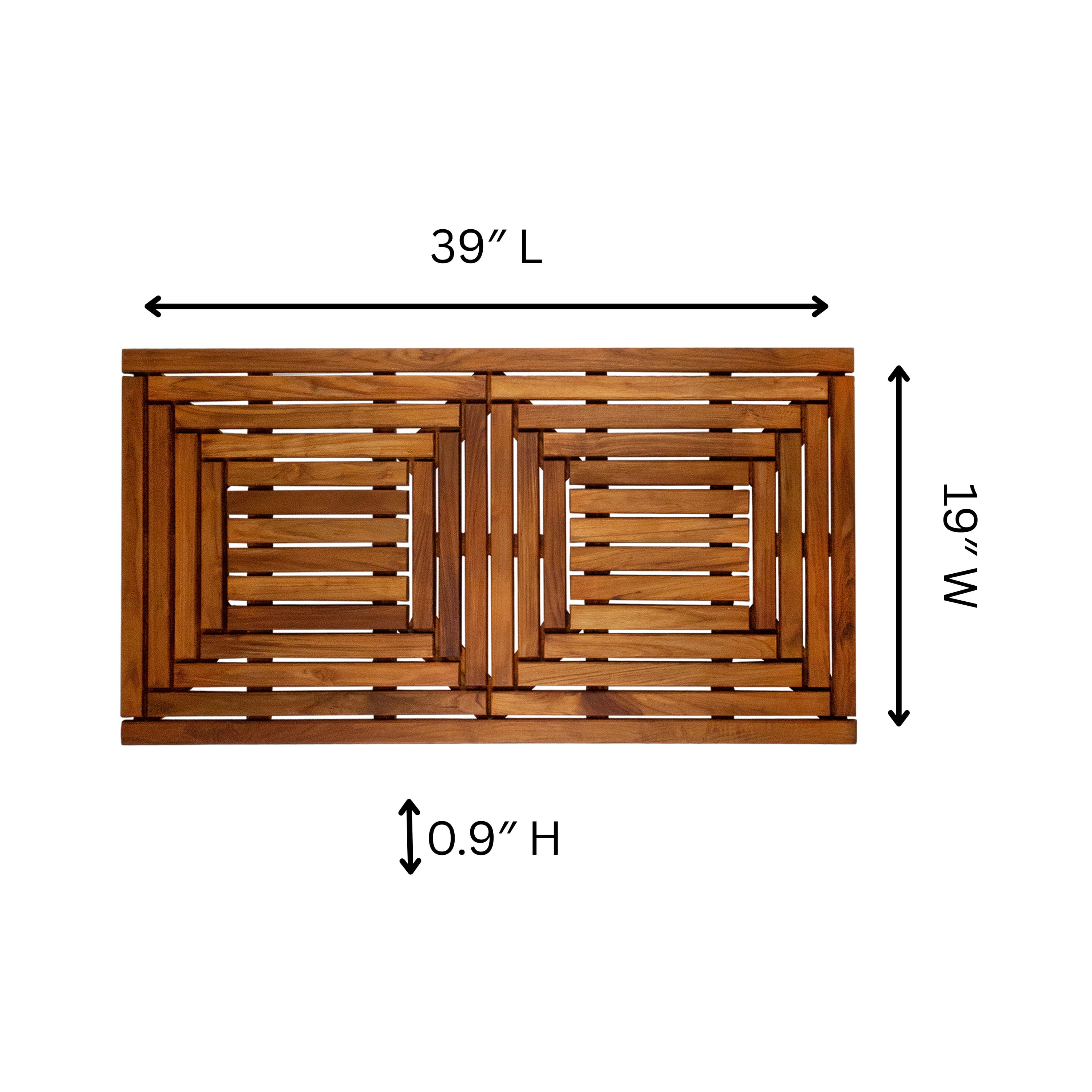 Nordic Teak 39" x 19" Oiled Double Framed Shower and Bath Mat - Brown