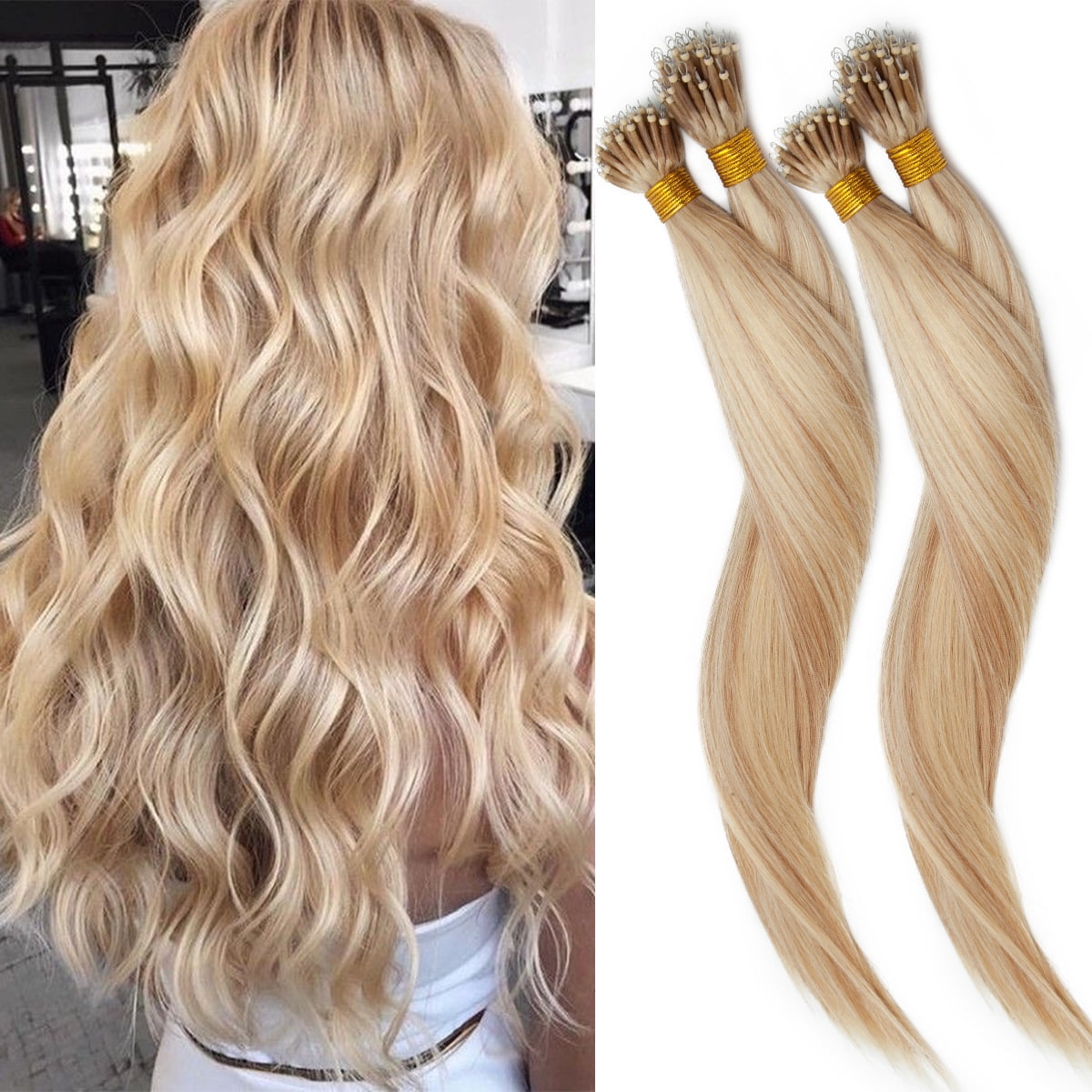 SEGO 100% Remy Human Hair Extensions Micro Loop Hair Extension Nano Micro Bead Ring Thick Hair Piece Clearance