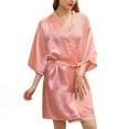 thumbnail image 2 of CALAFEBILA Satin Sleepwear for Women Womens Wrap Sleepwear Satin Silk with Belt Nightdress, 2 of 4