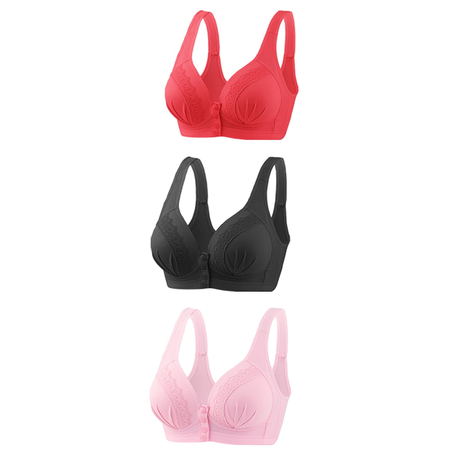 YWDJ Comfort Bras for Women 2 Pack Closure in Back Comfortable Bras Size  Small No Wires Sexy Bras Wide Strap Full Coverage Push up Wrap Bras Padded