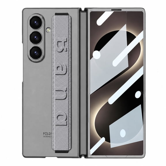 ELEHOLD For Samsung Galaxy Z Fold8 Ultra Full Body Case, with Built-in Screen Protector Non-Slip Wristband Elastic Strap Rugged PC Slim Shockproof Cover,Gray