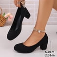 thumbnail image 4 of Aobny Pumps Shoes Shoes Women Chunky Heels High Heels Dress Shoes Shoes Black Round Toe Soft Toe Mid Heel Slip-On Womens Shoes Casual,Size 39, 4 of 9