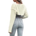 thumbnail image 6 of KOMOO Women Ribbed Knit Cropped Cardigan Long Sleeve Open Front Shrug Sweater Loose Jumpers Knitwear, 6 of 9