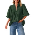 thumbnail image 1 of Blusa PRETTYGARDEN para mujer, verano 2025, manga corta, cuello en V, 1 of 9
