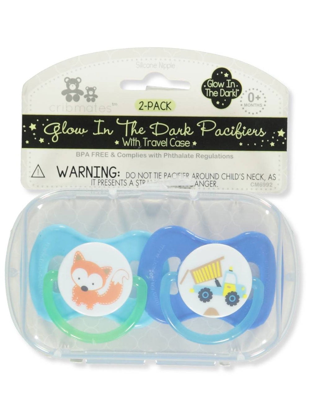 Cribmates 2Pack GlowintheDark Pacifiers blue, one size