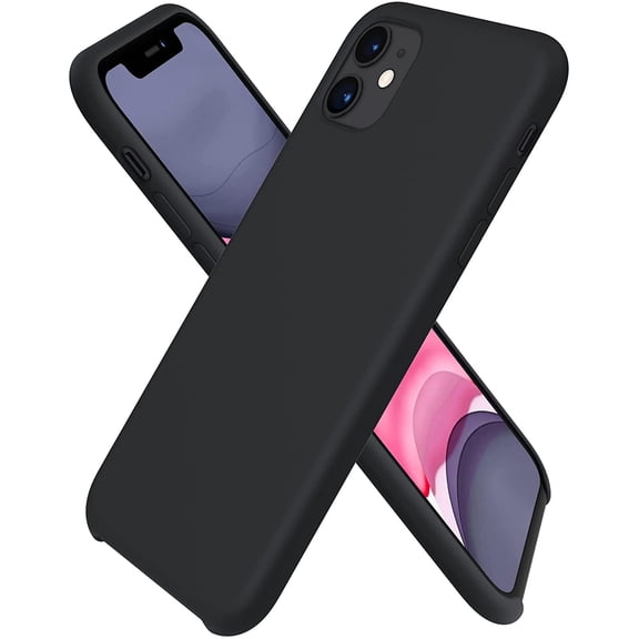 Compatible with iPhone 11 Liquid Silicone Case 6.1 inch, Slim Liquid Silicone Case with Open Bottom Style Soft Gel Rubber Cover - Black