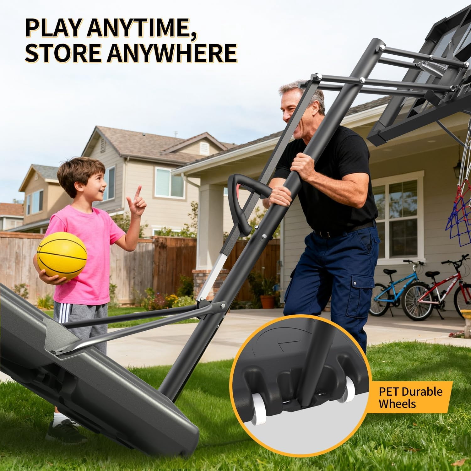Portable Basketball Hoop 44 Inch Outdoor Backboard, 10FT Height Adjustable Basketball Goal for Teens, Kids and Adults, Play in Yard Park Gym Driveway Indoors