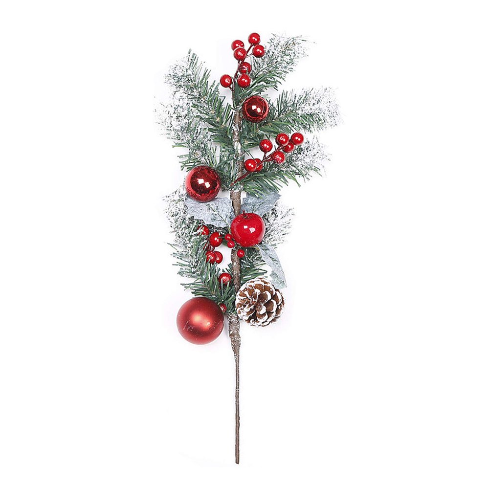 2PCS Red Berry Stems Artificial Pine Picks for Christmas Tree