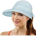 thumbnail image 5 of Women Sun Hat UPF 50+, Zip Off Sun Hat Visor, Ponytail Sun Protection Hat Golf Beach Travel Packable(Blue), 5 of 6