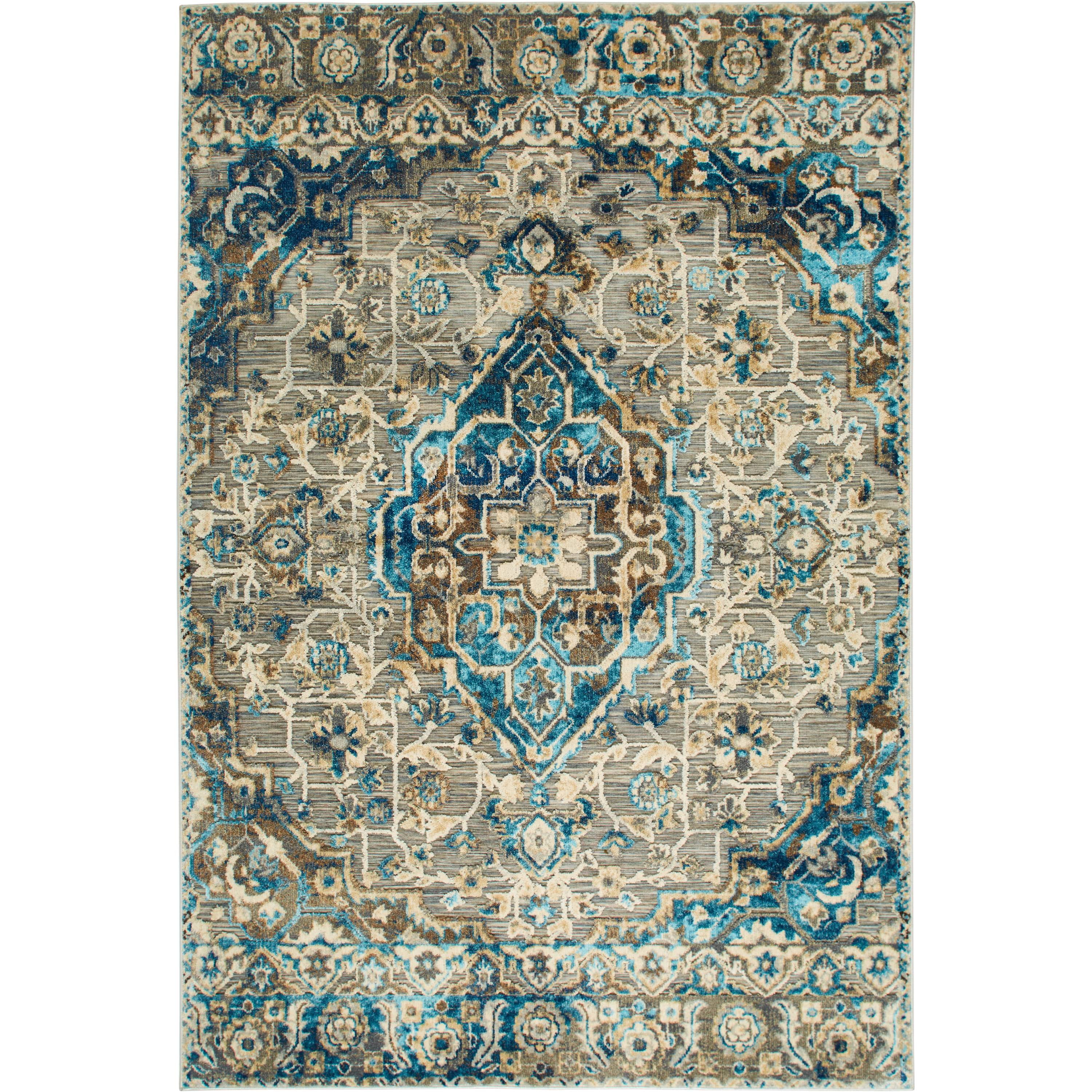 Shabby Chic Fiesta Valencia Medallion Area Rug, Gray/Blue, 7'10"x10'2"