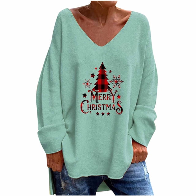 Generics Hauts pour Femmes Tendance, T-Shirt Long Décontracté pour Femmes, Manches Courtes Col en V, Blouse Imprimée, T-Shirt de Mode,/vert,(TG)