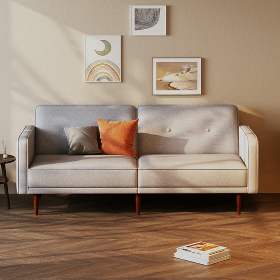 Artdeco Home Moreno Polyester Convertible Sofa, Light Gray