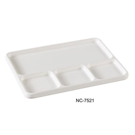 Yanco NC-7521 10 in. Compartment Collection Divided Compartment - Round - Melamine, White - Pack of 24