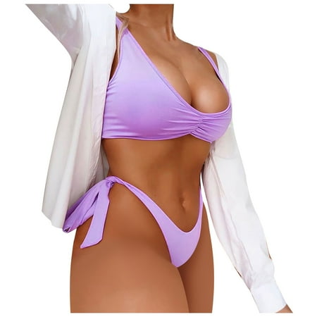 

QWANG Women s Fashion Sexy Two-Piece Suit Solid Color Wireless Bra Sexy Underwear Panties