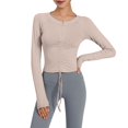 thumbnail image 2 of XIAONU Womens Drawstring Ruched Athletic Top Thumb Hole Cropped Fit Gym Daily Tees, 2 of 4
