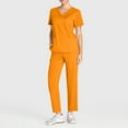 thumbnail image 5 of MLQIDK Women Scrubs Sets Plus Size Nursing Scrubs Stretchy V-Neck Scrub Pants and Tops Medical Scrub Sets Jogger Scrubs for Tall Women Orange XXL, 5 of 5