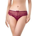 thumbnail image 1 of Gibobby Panty Microfibra con Encaje Calzoncillos mujer Bragas cintura Bragas encaje malla sexy transpirable para niñas（Vino， 2XL), 1 of 5