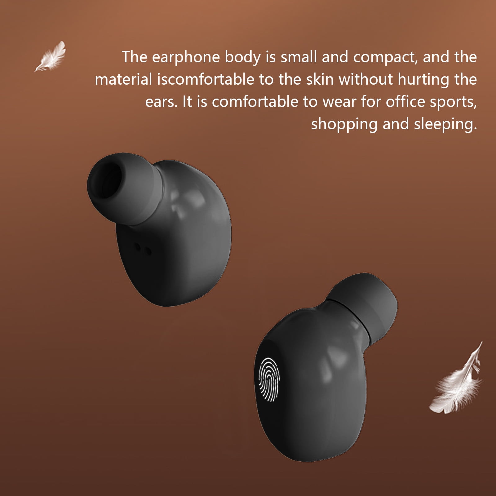 Bluetooth Headphones True Wireless Earbuds 60H Playback LED Power Display Earphones with Wireless Charging Case IPX5 Waterproof in-Ear Earbuds with Mic for Smart Phone Laptop TV Computer Sports,Black