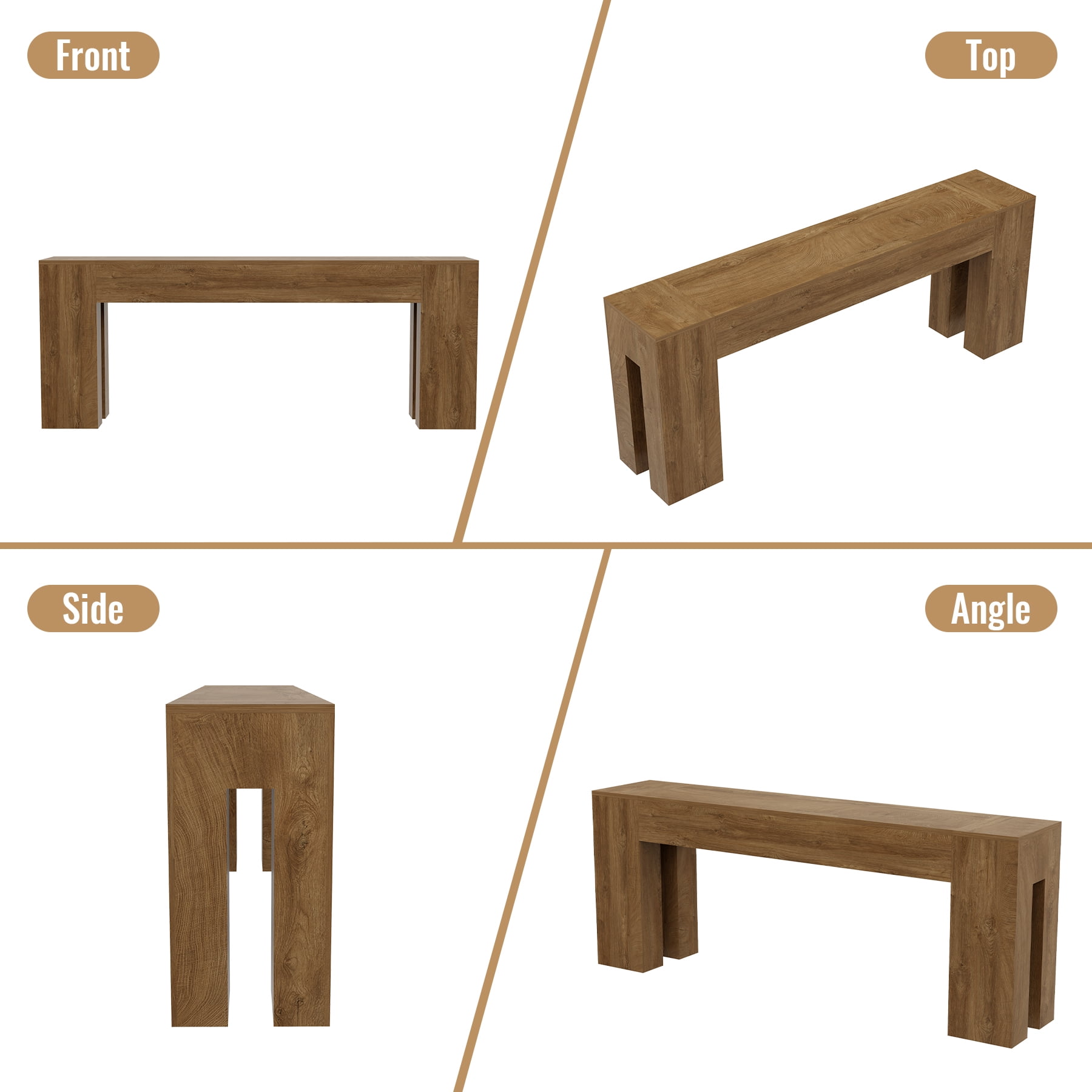 Extra Long Sofa Console Table for Entryway Living Room, 78-Inch Farmhouse Wood Behind Couch Table, Rectangular Accent Console with Wooden Double Base for Hallway Foyer Entrance, Natural Oak Brown