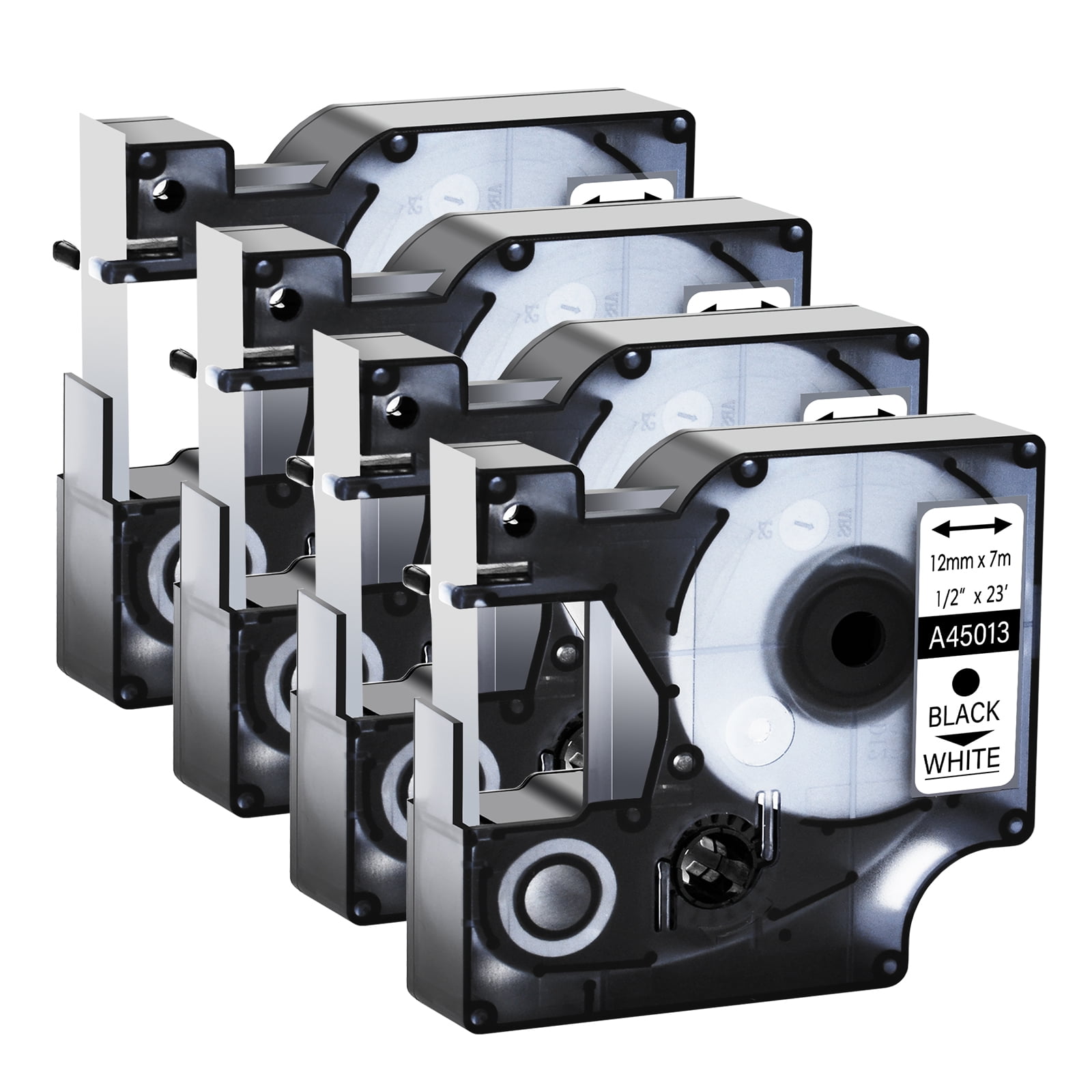 4PK 12mm D1 45013 Black on White Tape For DYMO LabelManager 100 150