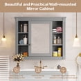 thumbnail image 6 of 35" Bathroom Medicine Cabinet, Wall Mounted Storage Organizer with Mirror Door, Open Shelf, Wood Hanging Cabinet with Adjustable Shelves for Kitchen, 6 of 9