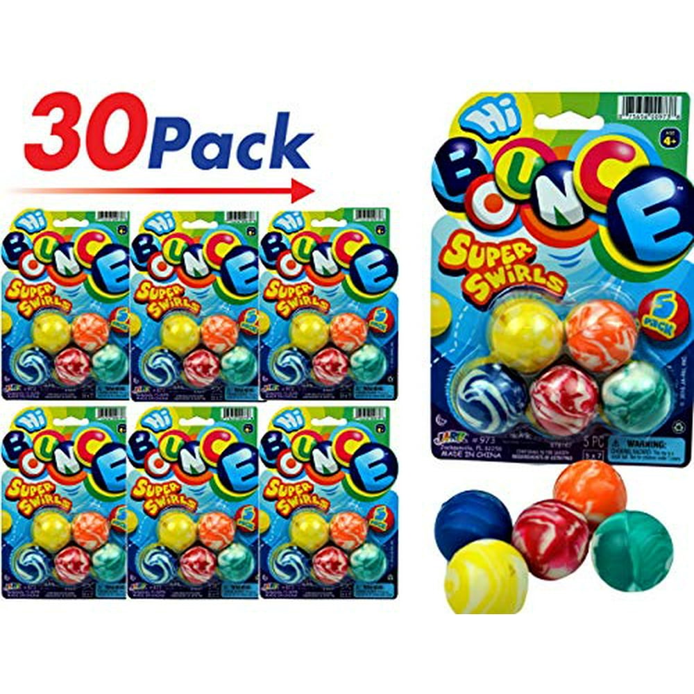JA-RU Bouncy Balls Superballs Super Hi Bounce (6 Pack of 30 Balls