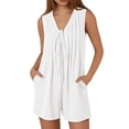 thumbnail image 1 of TrendOFT Combinaison d'Été pour Femmes Décontractée Sans Manches à Lacets Jambe Droite avec Poches une Pièce Blanc TG, 1 of 4