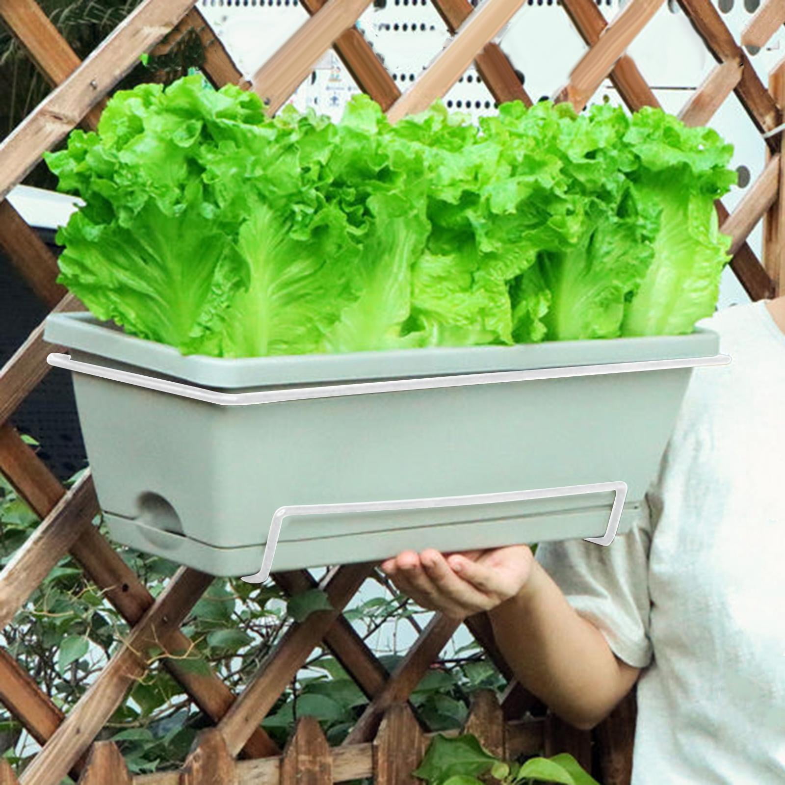 Railing Planter Pot, Window Box Planter, Detachable tray, Outdoor Wall Planter, Vegetable Flower Planter for Fence, Nursery Balcony Porch Light gray