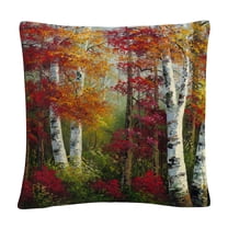 Indian Summer' Autumn Birch Trees By Masters Fine Art 16 X 16 Decorative Throw Pillow