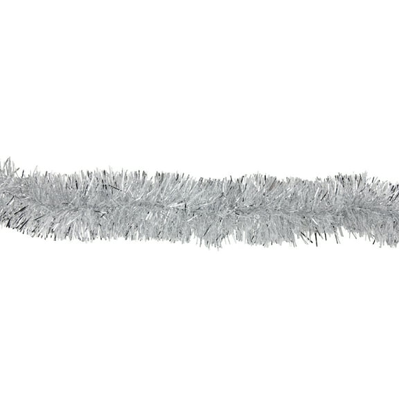 Northlight 12' x 2.25" Unlit Shiny Silver and Snowblush Tinsel Christmas Garland